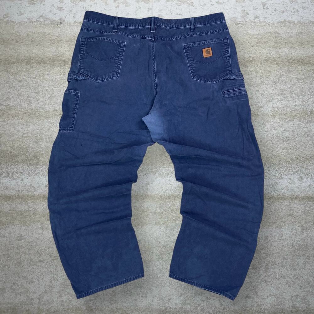 Vintage 90s Carhartt Carpenter Pants 44x32 Baggy Wide Leg Navy Blue Dungarees